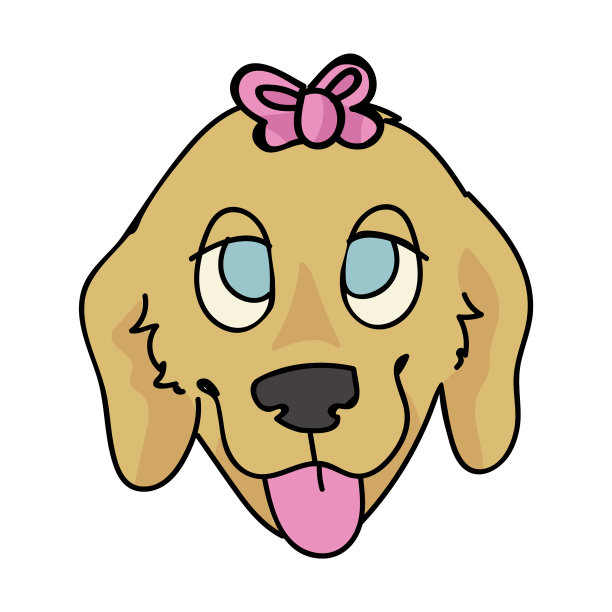 可爱的卡通金毛小狗脸上带着可爱图片下载