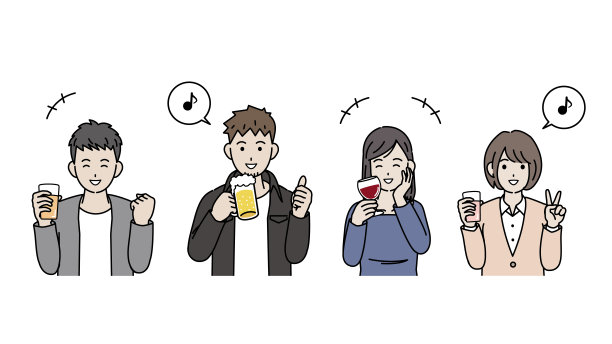 喝酒派对年轻人的插画图片下载