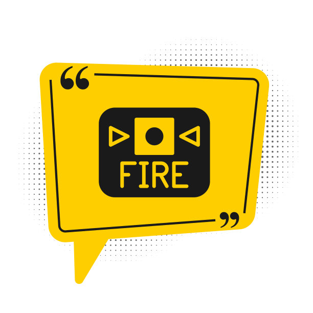 黑色火灾报警系统图标隔离在白色上图片下载