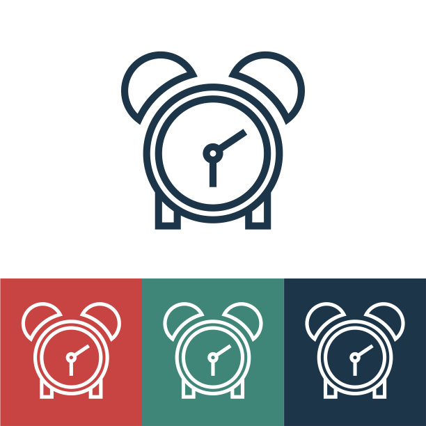 带有时钟的线性矢量图标图片下载