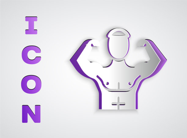 剪纸健美运动员显示他的肌肉图标图片下载