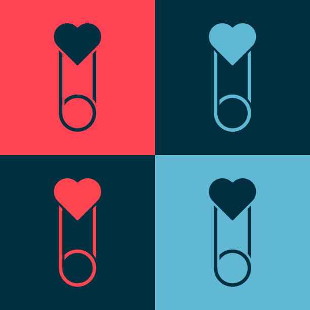 波普艺术衣服别针图标孤立的颜色图片下载