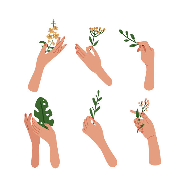 集六手绘女性优雅牵手图片下载