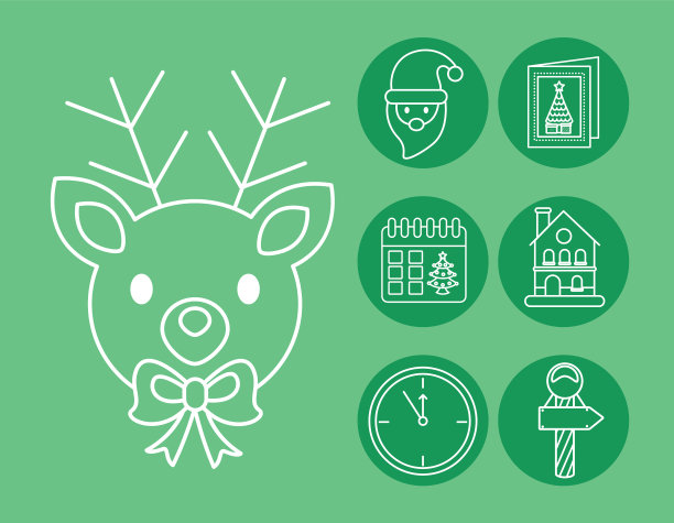 圣诞快乐，圣诞老人和设置图标图片下载