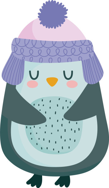 戴着帽子庆祝图标的企鹅圣诞快乐图片下载