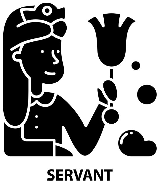 仆人图标黑色标志与可编辑图片下载