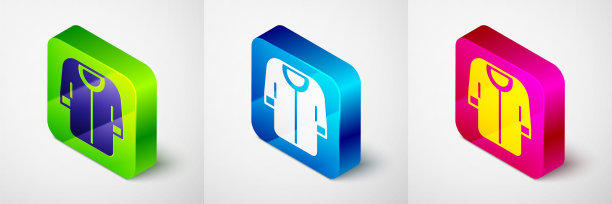 等距棒球t恤图标孤立在灰色背景。棒球衫，运动服，运动衫。方形按钮。向量图片下载