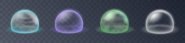 玻璃圆顶，透明塑料球套。真实模型的空保护盖图片下载