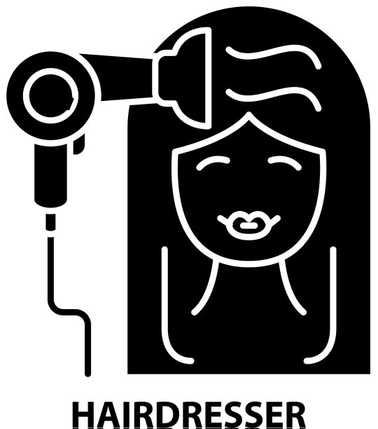 美发师图标黑色标志与可编辑图片下载