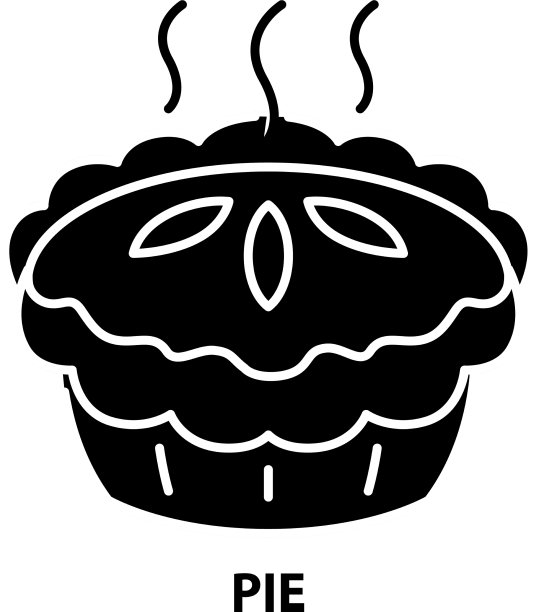 带可编辑笔画的饼状图标黑色标志图片下载