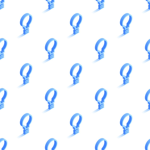 灯泡无缝图案。3d灯泡图标。图片下载