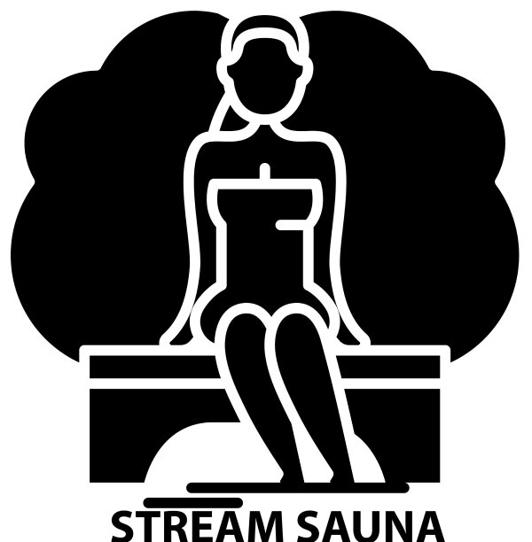 流桑拿图标与可编辑的黑色标志图片下载