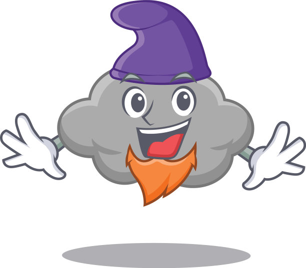 可爱的图片灰色的云在小精灵卡通设计图片下载