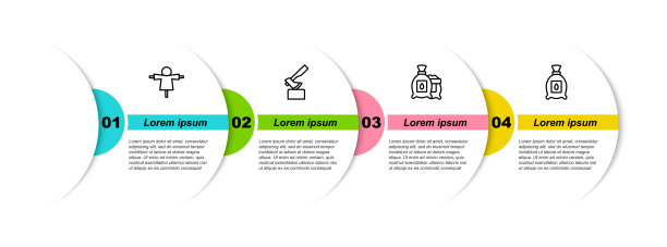 放好稻草人，木斧，装满植物种子。业务信息模板。向量图片下载
