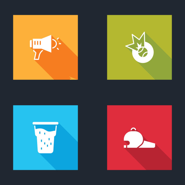 喇叭、棒球、啤酒杯和帽子图标矢量素材图片下载