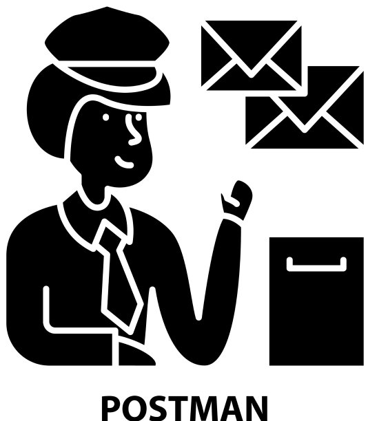邮递员图标与可编辑的黑色标志图片下载
