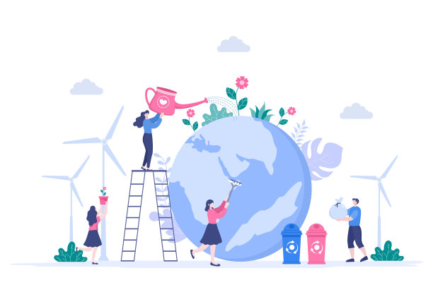 拯救我们的地球插图绿色环境与生态友好的概念和保护自然破坏图片下载