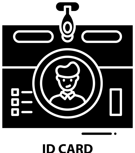 Id卡图标与可编辑的黑色标志图片下载