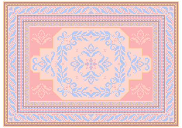带有民族装饰的粉蓝沙地毯图片下载