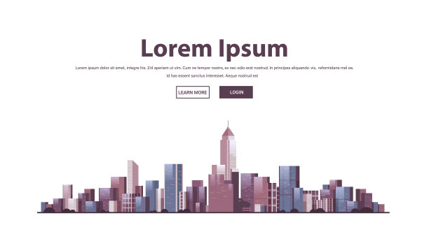 城市建筑天际线现代建筑城市景观背景孤立图片下载