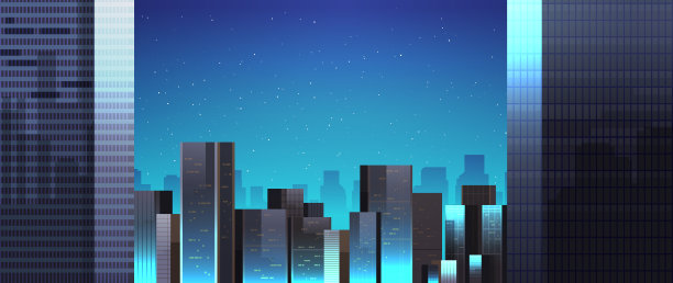 城市建筑天际线现代建筑城市景观背景水平图片下载