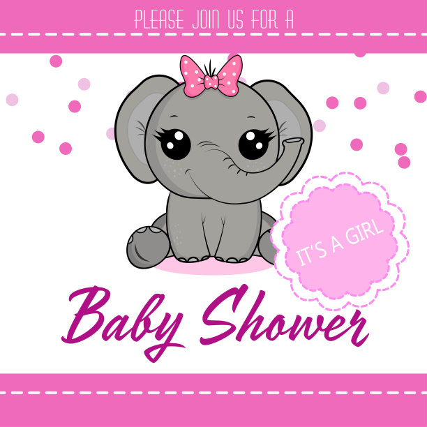 大象宝宝送礼会女孩。图片下载