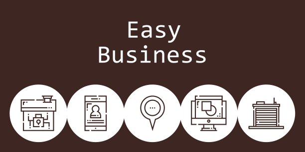 简单的商业背景概念与简单的商业图标。图标相关的智能手机，平面设计，占位符，仓库，房子图片下载