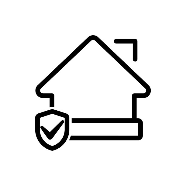 房屋在安全盾细线图标，自我隔离概念，家居保护标志在白色背景，建筑在安全标志图标在轮廓风格的移动，网页设计。矢量图形。股票插图图片下载