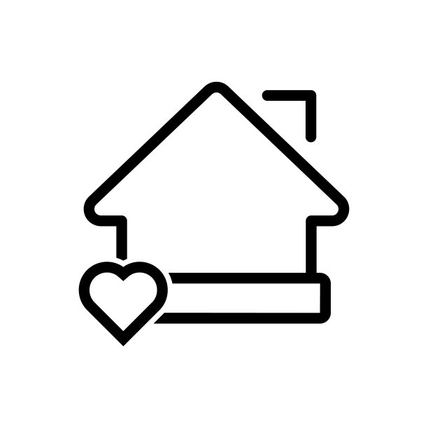 心标志在房子图标，ed图标，爱家象征股票插图股票插图图片下载