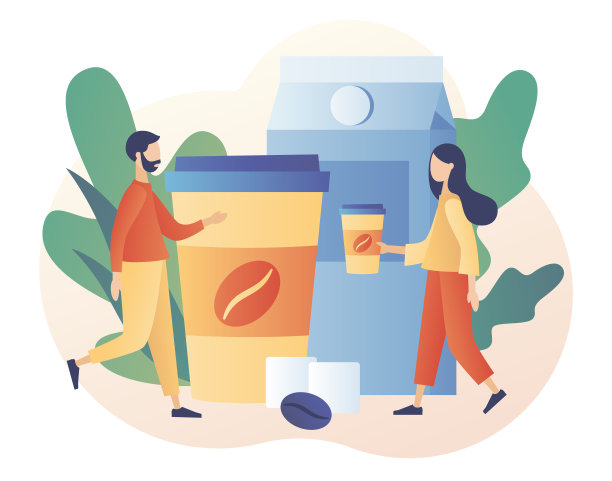 小商人们放松、聊天、喝咖啡。休息时间的概念。办公室午餐时间。现代平面卡通风格。矢量插图上的白色背景图片下载