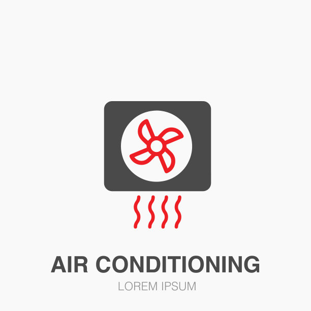 空调平线图标。矢量薄标志插图空调标志图片下载