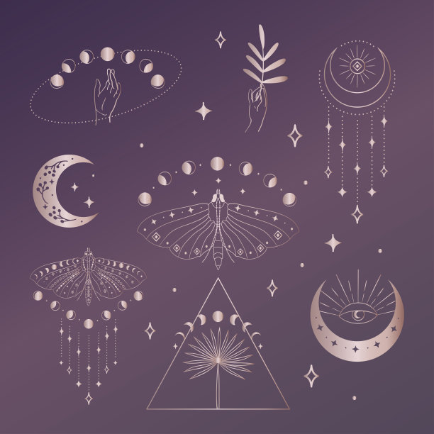 金矢量抽象神秘的线条设计元素图片下载