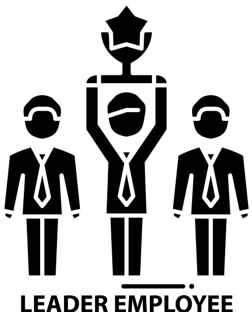 领导员工图标与黑色标志图片下载