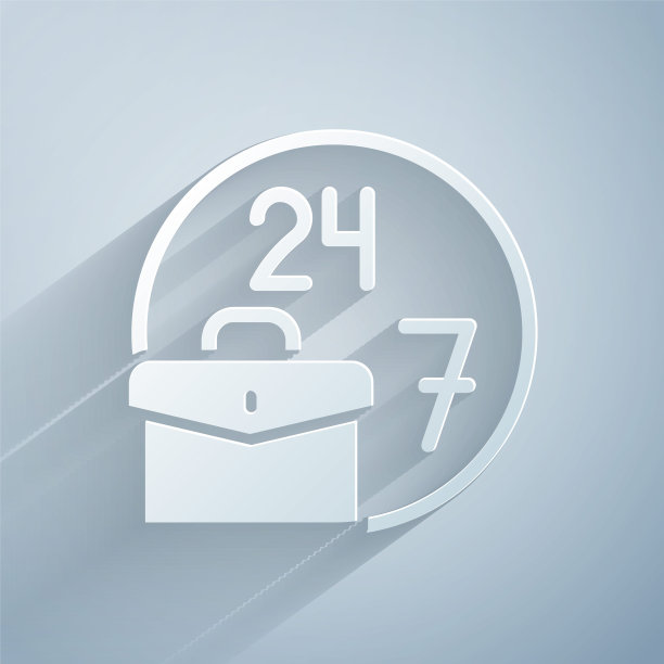 总是忙碌的图标孤立在灰色背景。纸艺术风格。向量图片下载