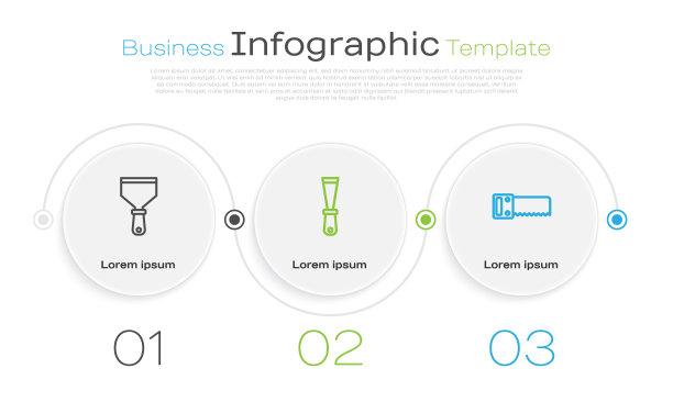 固定线油灰刀，手锯。业务信息模板。向量图片下载