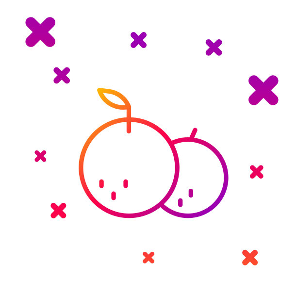 颜色线橘色图标孤立在白色背景。圣诞快乐，恭贺新禧。梯度随机动态形状。向量图片下载