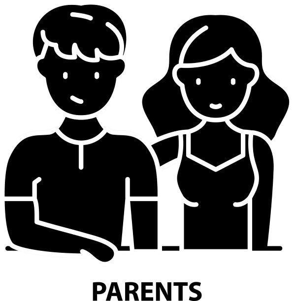 家长图标黑色标志与可编辑图片下载