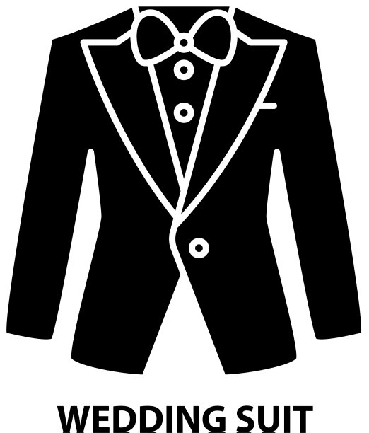 婚礼服图标黑色标志与编辑图片下载