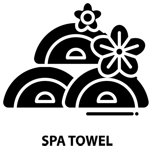 水疗毛巾图标黑色标志与编辑图片下载