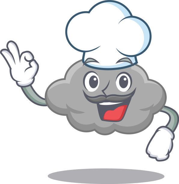 灰云厨师卡通设计风格穿着图片下载