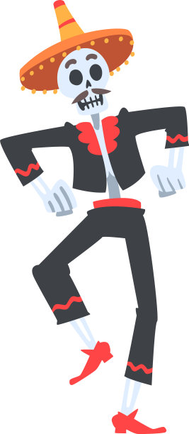 穿着墨西哥传统服装的男人骨架图片下载