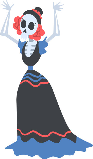 妇女骨架在墨西哥传统服装图片下载