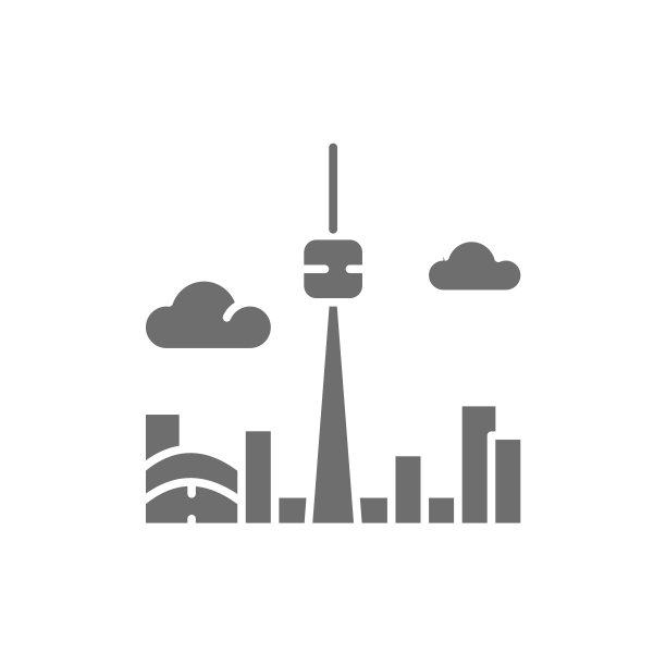 加拿大多伦多市剪影灰色图标图片下载