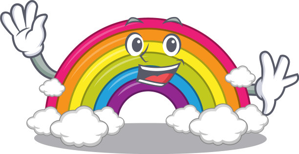 富有魅力的彩虹吉祥物设计风格微笑图片下载