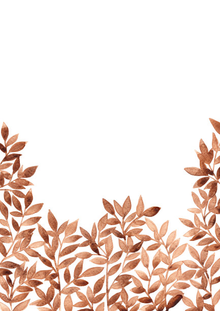 以自然质朴为主题的棕叶水彩手绘装饰。图片下载