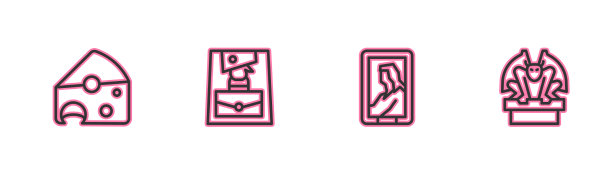 设置线奶酪肖像在博物馆手袋和图片下载