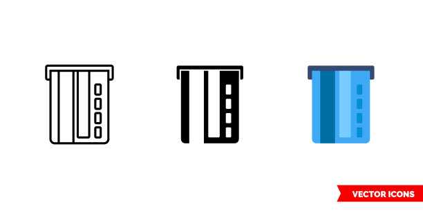 插入信用卡图标3种颜色的黑色图片下载