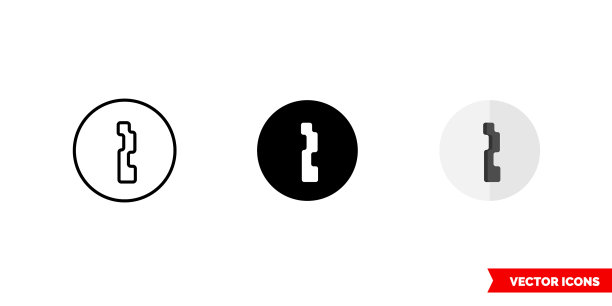 钥匙孔图标3种颜色黑白图片下载