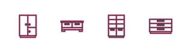 Set line衣柜衣柜抽屉和图标图片下载