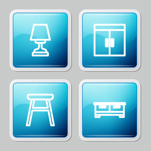 集线条、台灯、衣柜、椅子和衣柜的图片下载